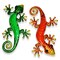 G128 Lizard Gecko Metal Wall Art Set | Green Orange Gecko Lizard Metal Indoor Outdoor Wall Art Hanging Decor for Bedroom, Living Room, Garden, Patio